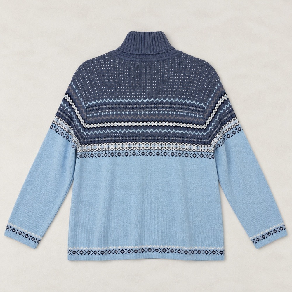 Style & Co Turtleneck Sweater Blue Fair Isle Knit Nordic Sz Petite Large - Picture 4 of 7
